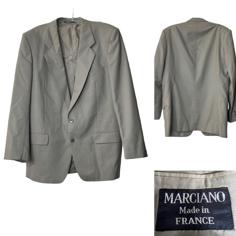 Marciano mens suit jacket sport coat blazer gray 100% wool‎ mens US sz 40-42R